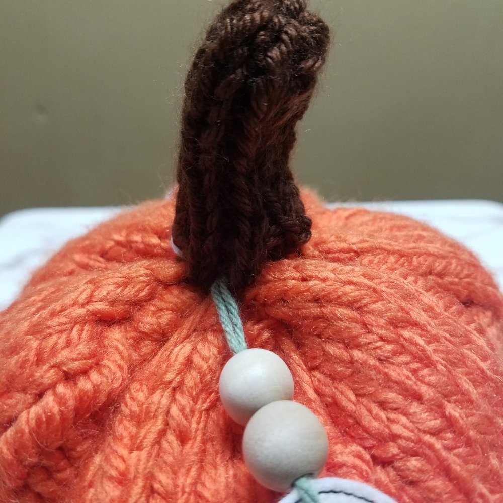 Handmade Knitted Fall Gourmet Orange Pumpkin Décor - Picture 4 of 10
